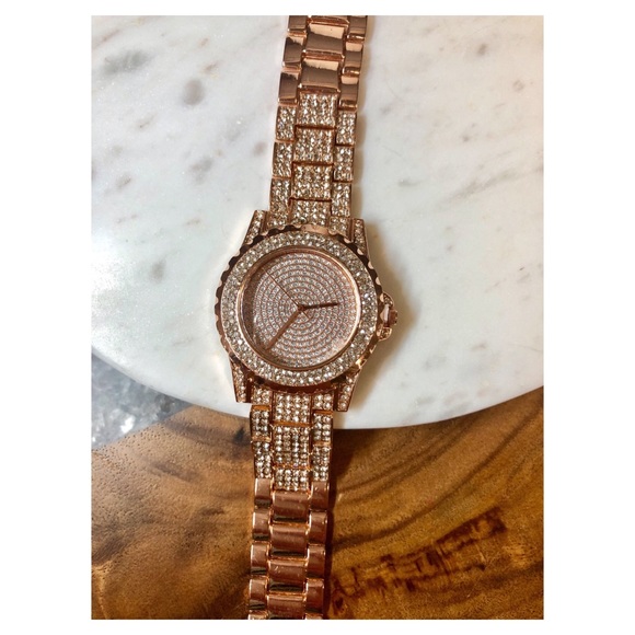 Rose Gold Crystal Covered Watch - Picture 2 of 8